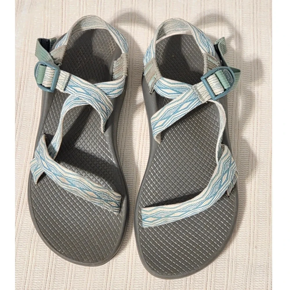 Chaco Z1 Classic Sandals Women's Size 8 Aqua Blue Gray Adjustable Hiking Outdoor